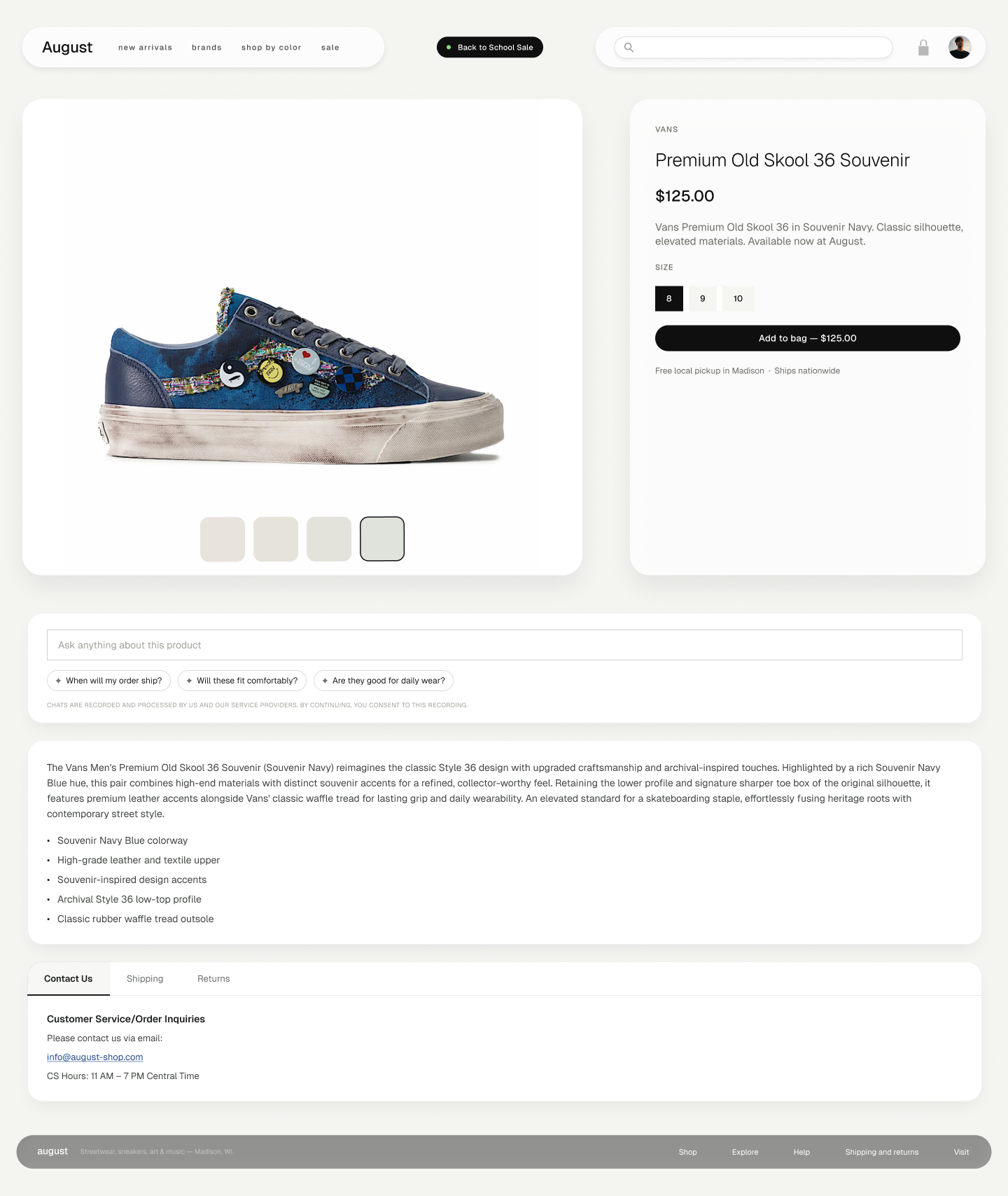 Product page, option B